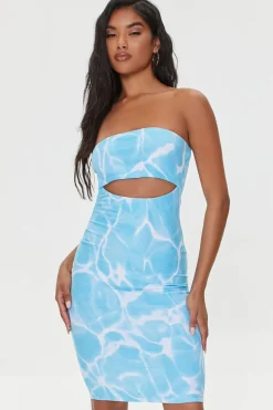 Water Print Cutout Tube Dress