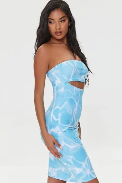 Water Print Cutout Tube Dress