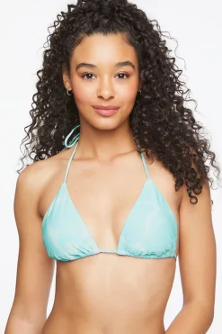 Water Print Triangle Bikini Top