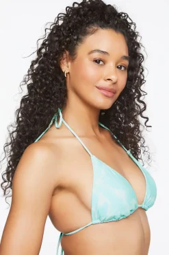 Water Print Triangle Bikini Top