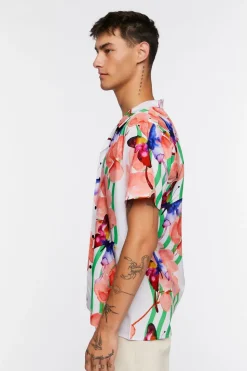 Watercolor Floral Butterfly Print Shirt