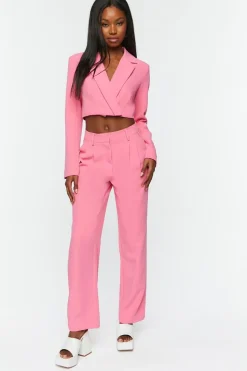 Wide-Leg Mid-Rise Trousers