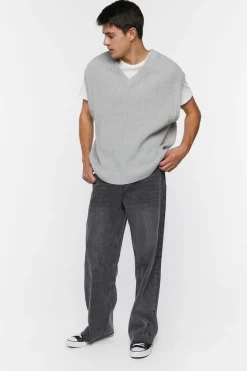 Wide-Leg Whiskered Jeans