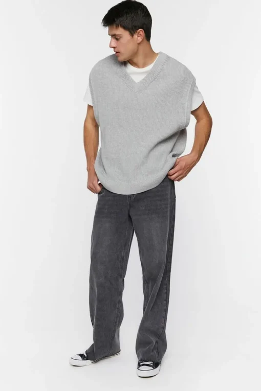 Wide-Leg Whiskered Jeans