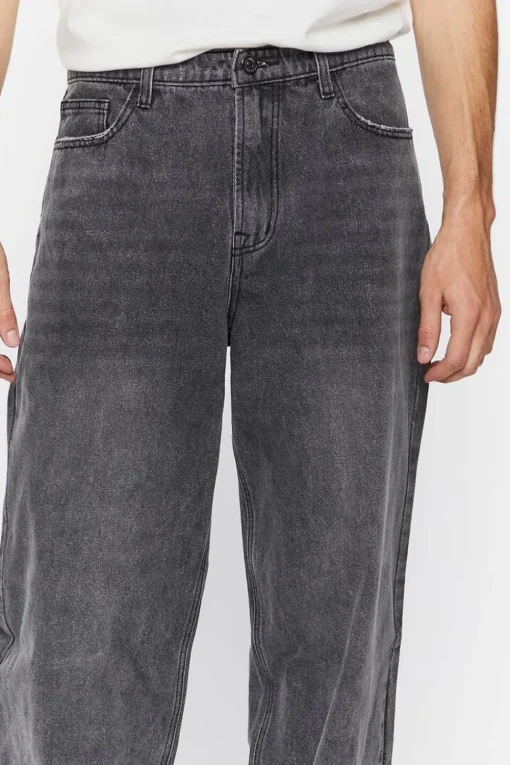 Wide-Leg Whiskered Jeans