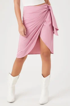 Wrap Tulip-Hem Tie Skirt