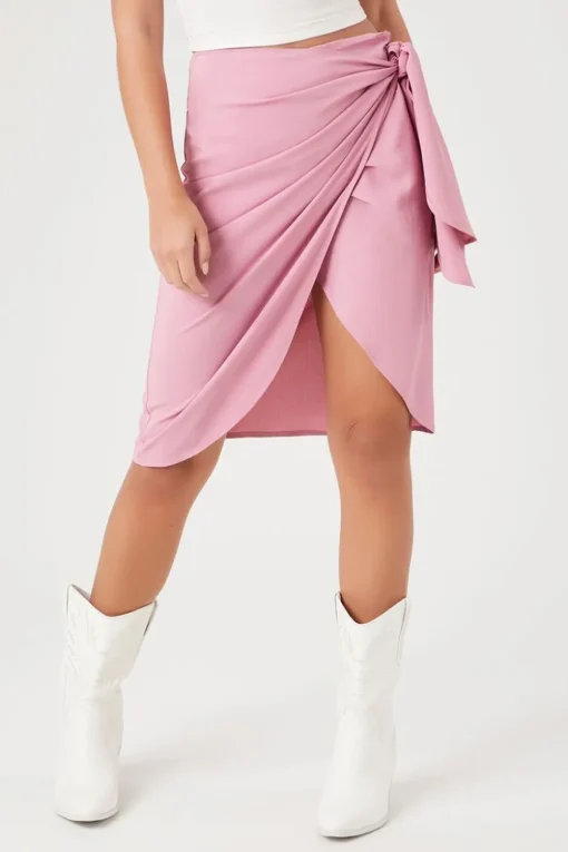 Wrap Tulip-Hem Tie Skirt