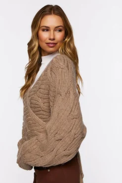 Wraparound Cable Knit Sweater