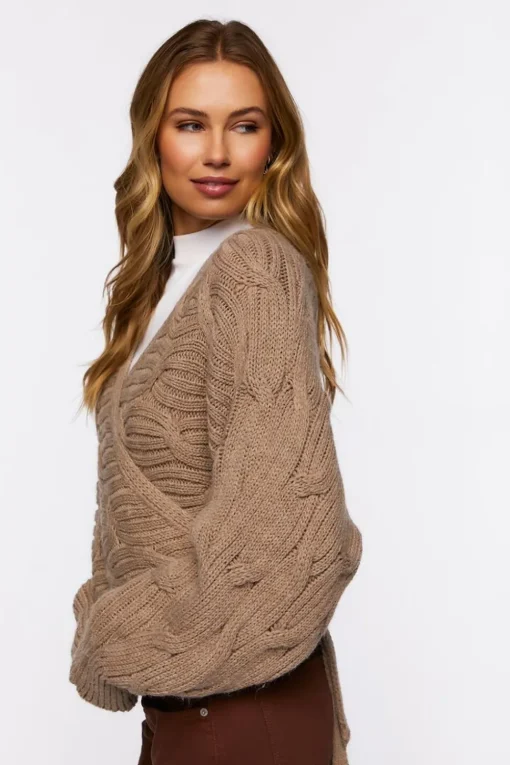 Wraparound Cable Knit Sweater