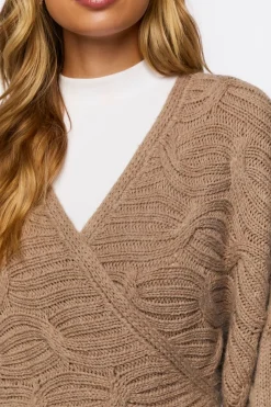 Wraparound Cable Knit Sweater