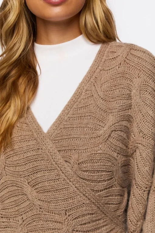 Wraparound Cable Knit Sweater
