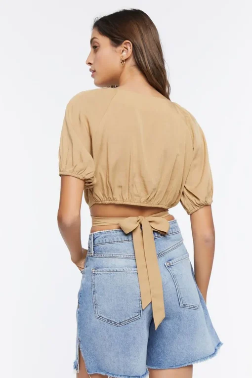 Wraparound Self-Tie Crop Top