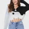Yin Yang Cropped Sharkbite Sweater