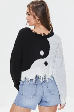 Yin Yang Cropped Sharkbite Sweater