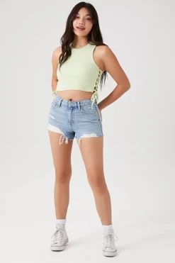 Zebra Print-Pocket Denim Shorts