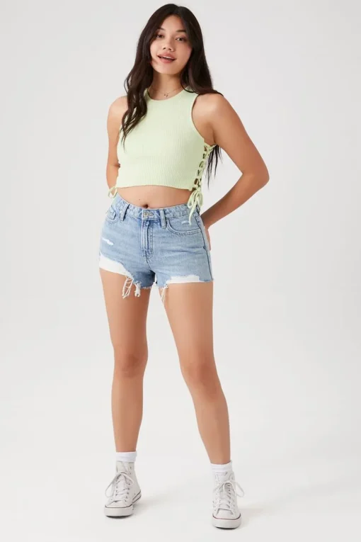 Zebra Print-Pocket Denim Shorts
