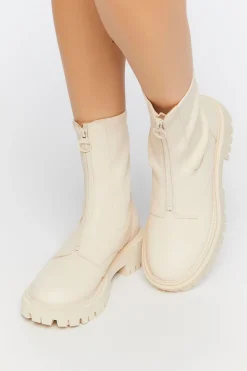 Zip-Front Faux Leather Booties