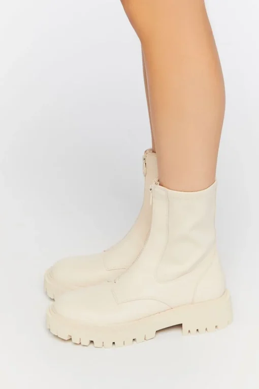 Zip-Front Faux Leather Booties