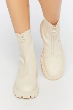 Zip-Front Faux Leather Booties
