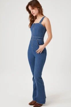 Zip-Up Denim Jumpsuit