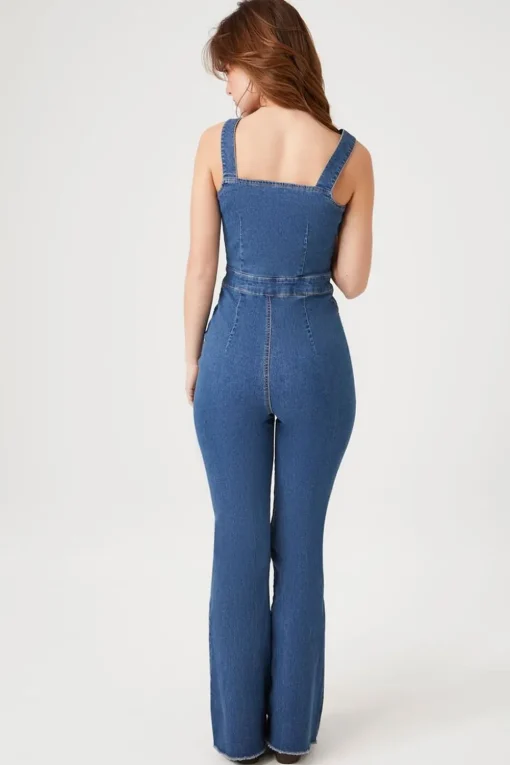Zip-Up Denim Jumpsuit