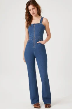 Zip-Up Denim Jumpsuit